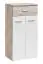 Garderobe mit Sitzkissen Sviland 04, Farbe: Eiche Wellington / Weiß - Abmessungen: 200 x 120 x 35 cm (H x B x T), mit einen Spiegel