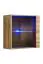Wohnzimmerwand mit LED-Beleuchtung Volleberg 47, Farbe: Eiche Wotan / Grau - Abmessungen: 140 x 250 x 40 cm (H x B x T), mit Push-to-open Funktion