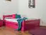 Jugendbett "Easy Premium Line" K4, inkl. 2 Schubladen und 1 Abdeckblende, 140 x 200 cm Buche Vollholz massiv rosa lackiert