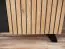 Wohnwand Nordkapp 01, Farbe: Hickory Jackson / Schwarz - Abmessungen: 192 x 320 x 45 cm (H x B x T), mit Schwarzen Biokamin und zwei LED-Beleuchtungen