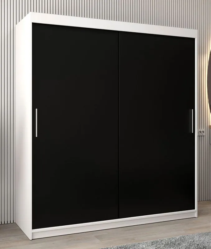 180 cm breiter Kleiderschrank mit 10 Fächern und 2 Türen | Farbe: Weiß / Schwarz Abbildung