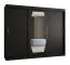 Schiebetürenschrank / Kleiderschrank Musala 23, Farbe: Schwarz, zwei Kleiderstangen, 2,5 Meter breit, Aluminiumschienen, eine Spiegeltür, 10 Fächer