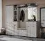 Garderobe | Spiegel | Farbe: Kaschmir / Schwarz | 4 Haken | gepolstertes Paneel | Maße: 210 x 32 x 203 cm | Kleiderschrank | 3 Schubladen