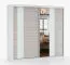 2,3 Meter breiter Schiebetürenschrank / Kleiderschrank mit Spiegel Grau-Weiß / Weiß | Gorski 59 | 218 x 233 x 61 cm | 12 Fächer | Griffe: Metall