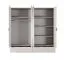 Kleiderschrank mit 2 Spiegeltüren Sloughia 16, ABS-Kantenschutz, Farbe: Beige, Maße: 208 x 213 x 55 cm, 2 Schubladen, 1 Kleiderstange, modernes Lamellen-Design