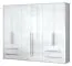 Drehtürenschrank / Kleiderschrank Siumu 34, Farbe: Weiß / Weiß Hochglanz - 224 x 272 x 56 cm (H x B x T)