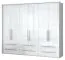Drehtürenschrank / Kleiderschrank mit LED-Rahmen Siumu 36, Farbe: Weiß / Weiß Hochglanz - 226 x 277 x 60 cm (H x B x T)