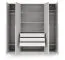Kleiderschrank | Farbe: Platingrau | inkl. 3 Schubladen | 4-türig | 200 x 61 x 210 cm | Edegem 01 | 3 Kleiderstangen | 7 Fächer | ABS-Kanten