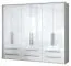 Kleiderschrank | 6 Drehtüren | 6 Schubladen | 3 Fächer | mit 3 Kleiderstangen | 277 cm breit | Farbe: Weiß Abbildung