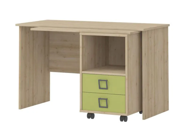 Kinderzimmer - Schreibtisch Benjamin 29, Farbe: Buche / Olive - 76 x 125 x 60 cm (H x B x T)