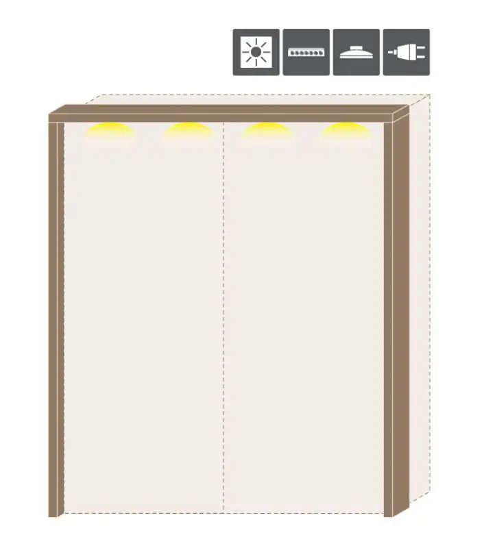 LED-Rahmen für Schiebetürenschrank / Kleiderschrank Gataivai 03 und 04, Farbe: Walnuss