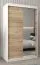 Schiebetürenschrank / Kleiderschrank Bisaurin 2C mit Spiegel, Farbe: Weiß matt / Eiche Sonoma - Abmessungen: 200 x 120 x 62 cm ( H x B x T)