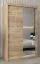 Schiebetürenschrank / Kleiderschrank mit Spiegel Tomlis 02B, Farbe: Eiche Sonoma - Abmessungen: 200 x 120 x 62 cm (H x B x T)