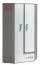 Jugendzimmer - Drehtürenschrank / Kleiderschrank Oskar 02, Farbe: Anthrazit / Weiß - 192 x 90 x 90 cm (H x B x T)
