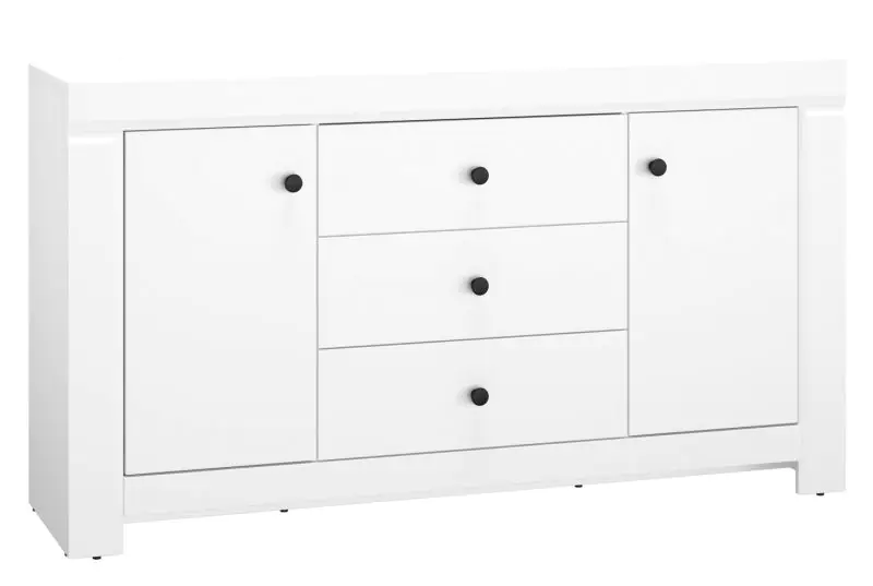 Kommode Orivesi 09, Farbe: Weiß - Abmessungen: 85 x 153 x 42 cm (H x B x T), mit 2 Türen, 3 Schubladen und 4 Fächern