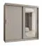 Kleiderschrank / Schiebetürenschrank Signalkuppe 20, Farbe: Kaschmir, eine Spiegeltür, 2 Meter breit, 10 Fächer, zwei Kleiderstangen