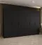 Drehtürenschrank / Kleiderschrank mit sechs Türen Korab 50, Farbe: Schwarz, 3 Meter breit, Griffe: Schwarz, vier Kleiderstangen, Soft-Close-Funktion