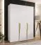 Drehtürenschrank / Kleiderschrank | Farbe: Weiß | 3-Türig | Griffe: Gold | 2 Fächer | 2 Kleiderstangen | Maße: 150 x 52 x 202 cm | Soft-Close-Funktion