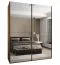 Kleiderschrank / Schiebetürenschrank | 245,5 x 190 x 64 cm | 11 Fächer | 2 Schiebetüren | 2 Kleiderstangen | Soft-Close | Spiegel | Farbe: Eiche Artisan