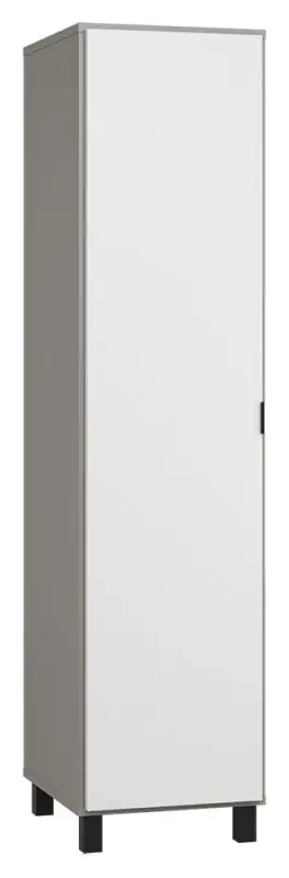 Drehtürenschrank / Kleiderschrank Pantanoso 37, Farbe: Grau / Weiß - Abmessungen: 195 x 47 x 57 cm (H x B x T)