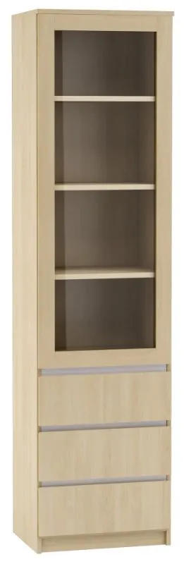 Vitrine Kiunga 12, Farbe: Buche / Weiß - Abmessungen: 200 x 52 x 40 cm (H x B x T)
