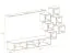 Wohnwand mit Push-to-open Funktion Volleberg 08, Farbe: Grau / Weiß - Abmessungen: 140 x 260 x 40 cm (H x B x T), mit drei Hängeschränke und drei Hängevitrinen