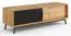 TV-Unterschrank Salleron 03, Wildeiche massiv geölt, Farbe: Natur / Schwarz - Abmessungen: 52 x 200 x 50 cm (H x B x T)
