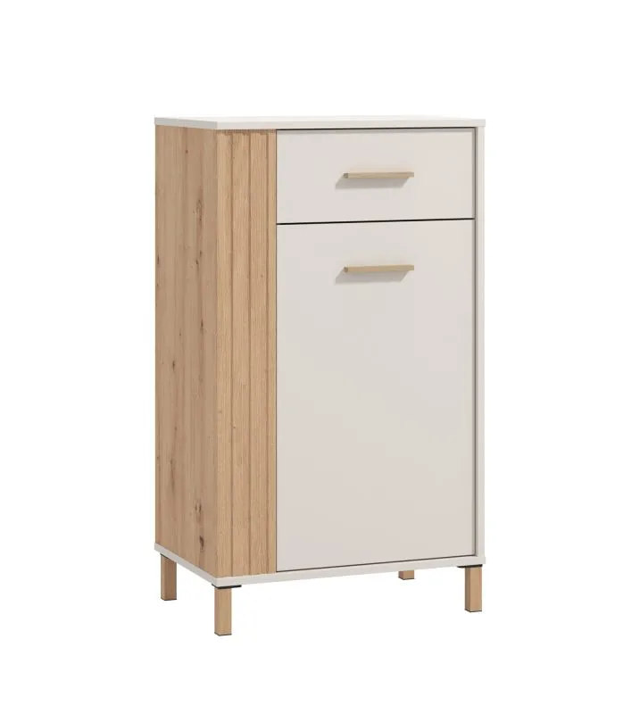 Schuhschrank mit einer Schublade Venac 07, Farbe: Eiche Artisan / Kaschmir, eine Tür, drei Fächer, ABS-Kanten, Maße: 103 x 59,5 x 40 cm, modernes Design