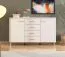 Kommode | 4 Schubladen | Farbe: Kaschmir | 2 Drehtüren | Sideboard | Maße: 154 x 40 x 90,5 cm | Griffe & Beine: Eiche Artisan | 4 Fächer | ABS-Kanten
