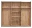 Schwebetürenschrank mit drei Türen Palanka 03, zwei Kleiderstangen, eine Spiegeltür, Farbe: Weiß Hochglanz / Eiche Artisan, Maße: 224 x 262,5 x 65,5 cm
