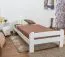 Kinderbett / Jugendbett Kiefer Vollholz massiv weiß lackiert A11, inkl. Lattenrost - Abmessung 90 x 200 cm