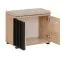 Garderobe Komplett - Set B Angvik, 3-teilig, Farbe: Eiche / Schwarz, ein Garderobenschrank, ein Schuhschrank mit Sitzgelegenheit, vier Haken, inkl. Sitzkissen