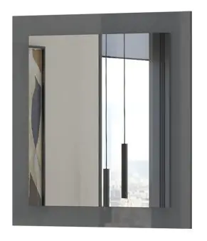 Spiegel Vaitele 05, Farbe: Anthrazit Hochglanz - 82 x 76 x 3 cm (H x B x T)