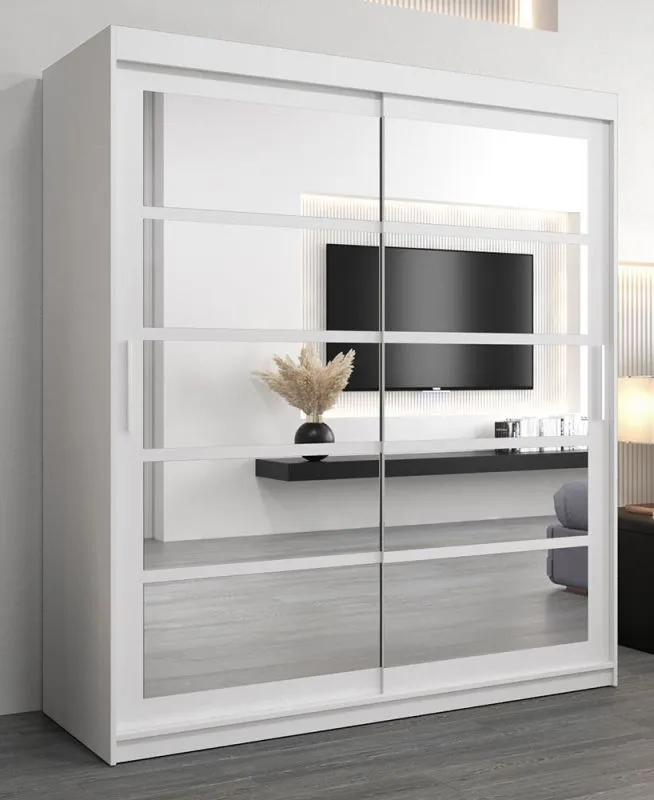 180 cm breiter Kleiderschrank mit 10 Fächern und 2 Türen | Farbe: Weiß Abbildung