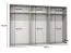 Drehtürenschrank | 6 Türen | Farbe: Weiß | 3 Kleiderstangen | Griffe: Gold | 3 Fächer | Maße: 300 x 52 x 202 cm | Soft-Close-Funktion