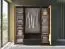 Großer Kleiderschrank mit zwei Schubladen Dagali 01, Farbe: Eiche / Schwarz, 2 Spiegeltüren, Soft-Close-System, ABS-Kantenschutz, modern und elegant