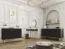 Eleganter Schminktisch mit Push-to-open Funktion Horsham 72, Farbe: Schwarz, zwei Schubladen, ABS-Kantenschutz, Beine: Gold, modernes Design