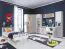 Jugendzimmer - Schrank Burdinne 06, Farbe: Weiß / Eiche / Grau - Abmessungen: 190 x 45 x 40 cm (H x B x T)