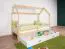 Kinderbett / Hausbett Kiefer Vollholz massiv natur D3, Schublade: Weiß, inkl. Lattenrost - Liegefläche: 80 x 160 cm (B x L)