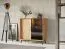 Vitrine / Weinregal Salleron 09, Wildeiche massiv geölt, Farbe: Natur / Schwarz - Abmessungen: 101 x 101 x 45 cm (H x B x T)