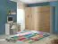 Schlafzimmer Komplett - Set C Nalut | 5-teilig, in Eiche Weiß | Schwarze Metallgriffe | Schrankbett 120 x 200 cm mit LED-Beleuchtung | Schreibtisch | Kleiderschrank | Wandregal