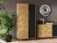 Kleiderschrank mit einer Kleiderstange Lassila 01, Farbe: Eiche Artisan / Schwarz - Abmessungen: 191 x 92 x 54 cm (H x B x T), mit 2 Türen und fünf Fächern