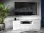 TV-Unterschrank Sydfalster 03, Farbe: Weiß / Weiß Hochglanz - Abmessungen: 56 x 160 x 41 cm (H x B x T), mit 2 Türen, 1 Schublade und 5 Fächern