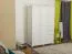 Kleiderschrank | 3 Drehtüren | 4 Schubladen | 3 Fächer | mit Kleiderstange | 135 cm breit | Massivholz | Farbe: Weiß Abbildung