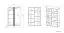 Vitrine Tullahoma 03, Glastür links, Farbe: Eiche / Weiß Glanz - Abmessungen: 143 x 92 x 42 cm (H x B x T), mit 1 Tür und 9 Fächern