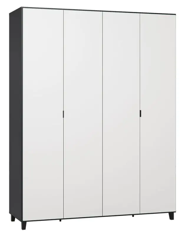 Drehtürenschrank / Kleiderschrank Vacas 41, Farbe: Schwarz / Weiß - Abmessungen: 239 x 185 x 57 cm (H x B x T)