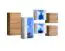 6-teiliges Set Hängeschränke / Hängevitrinen Volleberg 108, Farbe: Eiche Wotan / Weiß - Abmessungen: 80 x 150 x 25 cm (H x B x T), mit blauer LED-Beleuchtung
