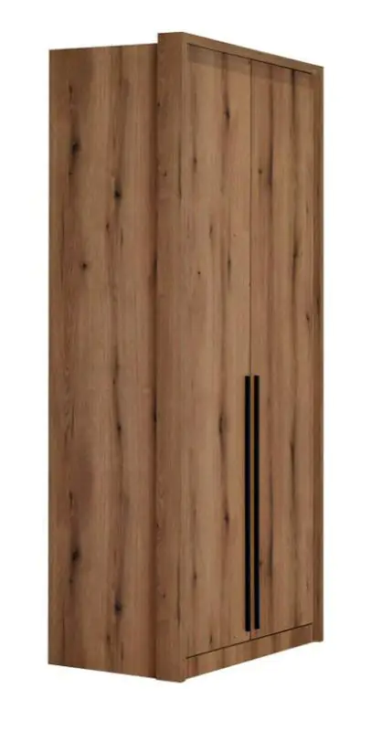 100 cm breiter Kleiderschrank mit 2 Türen und 2 Schubladen | Farbe: Eiche | Tiefe: 56 cm Abbildung