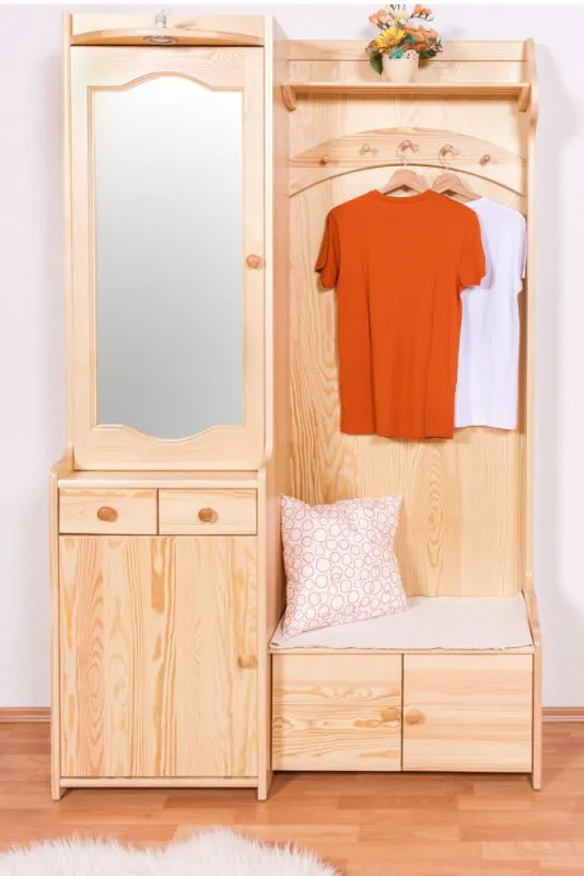 Garderobe Kiefer massiv Vollholz natur 28B - 200 x 125 x 41 cm (H x B x T)