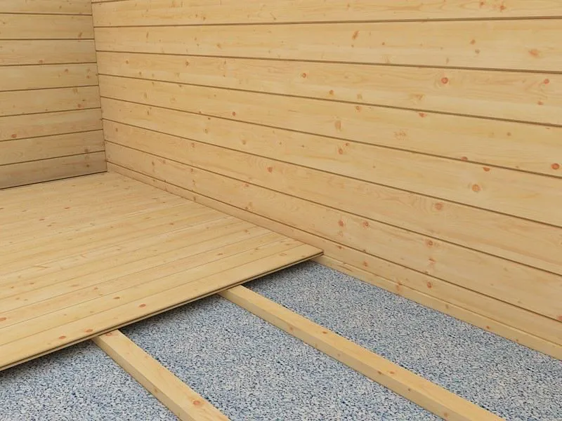 Fußboden für Gartenhaus Wiesencharme 01, mit Grundfläche 16 m², 44 mm Blockbohlenhaus